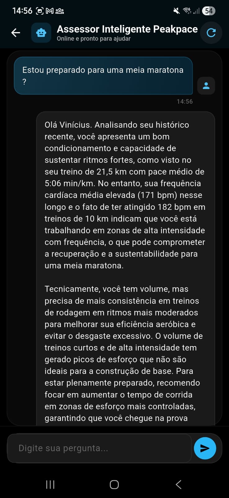 Ask Peakpace · dúvidas sobre sua prova